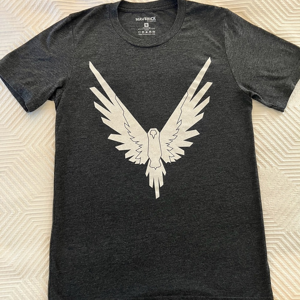 Maverick By Paul Logan Women's Gray T-Shirt Graphic Art White Bird Image Sz S